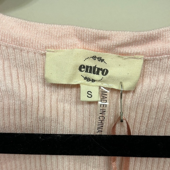 Entro Blush Pink Top with Lace Puff Sleeves - Picture 3 of 4